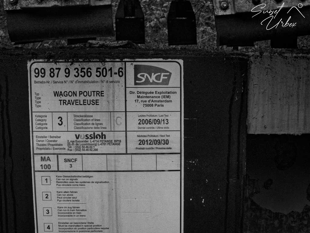 étiquette d'un wagon poutre traveleuse